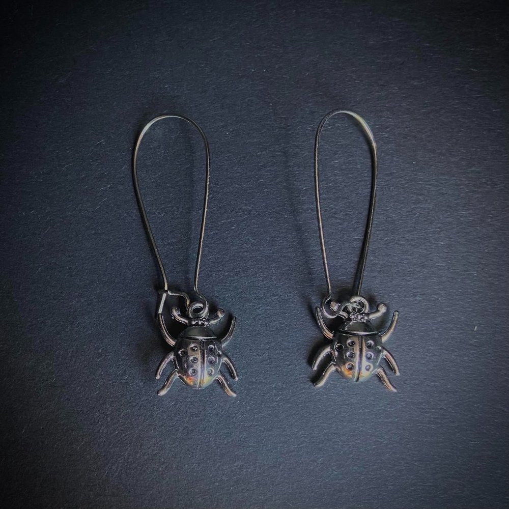 Handcrafted Silver Ladybug Earrings